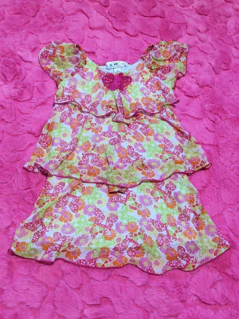 iz Amy Byer Girls Vintage Floral Butterfly Tiered Dress Size 6